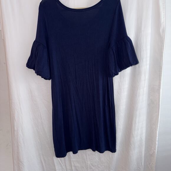 Lilly Pulitzer Lindell True Navy Sz M Soft Stretch Shirt Dress Comfortable Chic - Picture 3 of 9
